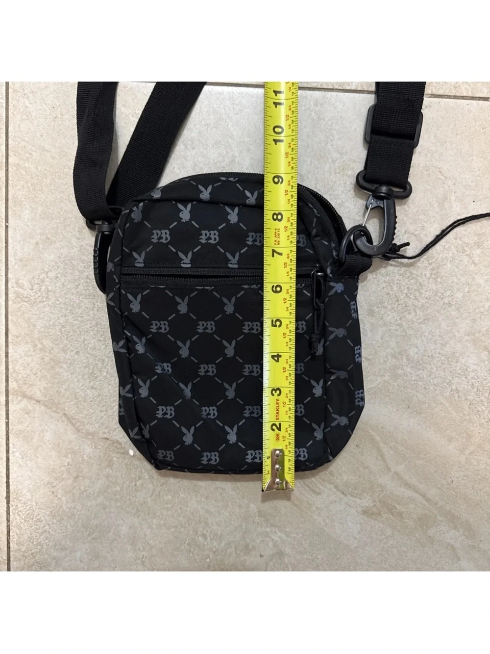 Playboy Black Crossbody Shoulder Bag with Patterned Monogram -PACSUN